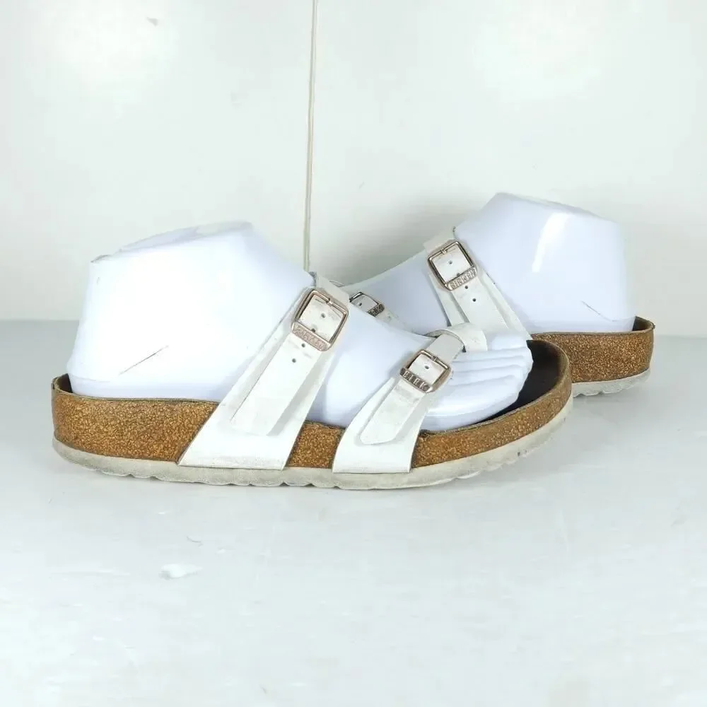 Birkenstock Women's Mayari US8 EU39 Birko-Flor White Strappy Slide sandals